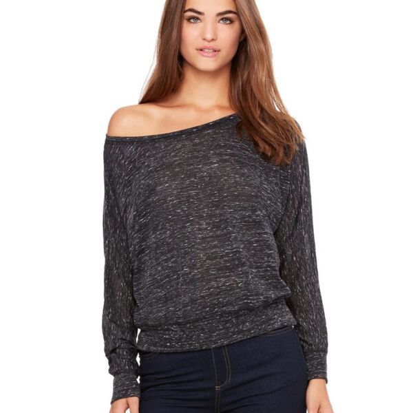 Women's Flowy Long Sleeve Off Shoulder Tee Thumbnail